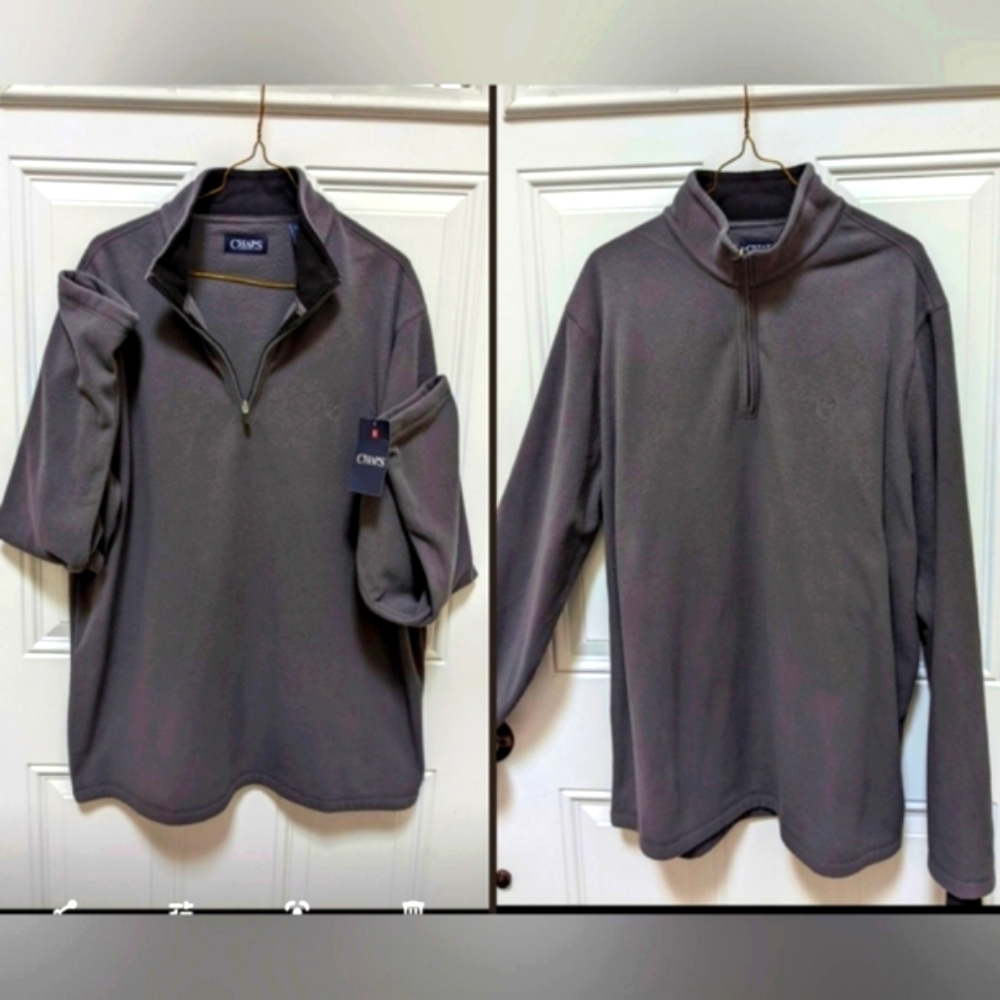 🆕 Chaps Mock Neck Soft Blue/Grey Full Sleeve 1/4 Zip - Men's XL NWT
